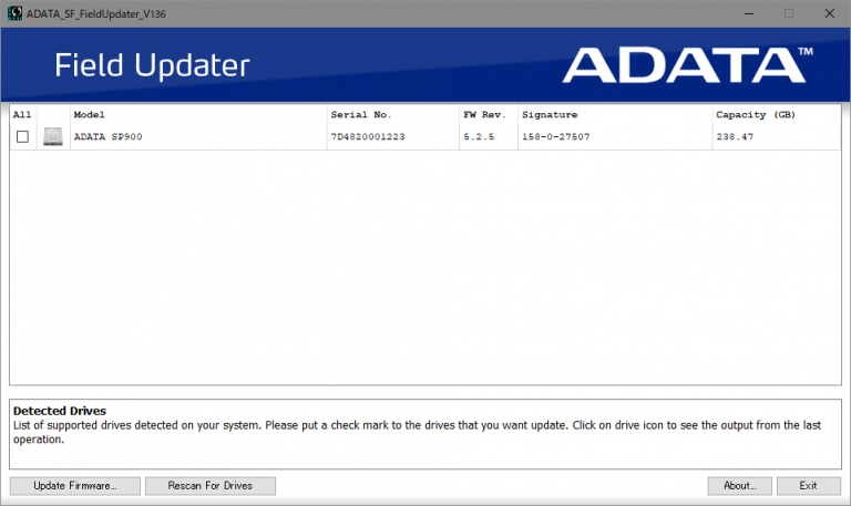 SSDのファームウェアをバージョンアップしました(ADATA SP900)